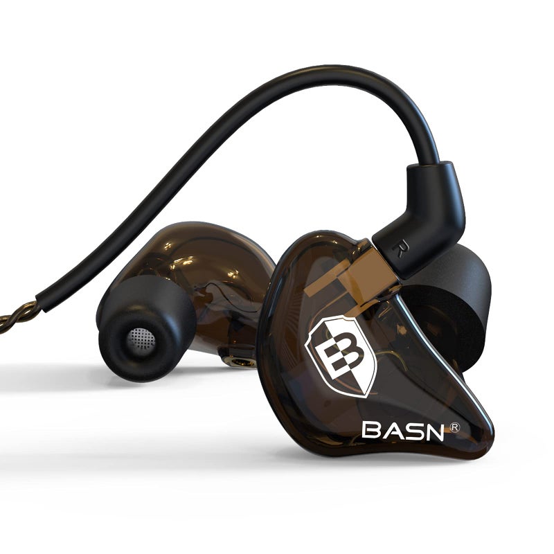 BASN Bsinger in Ear Monitor Headphones for Musician, Dual Dynamic Drivers Noise Isolating Earbuds with MMCX Inline Remote Mic Cable and Silver Plated Audio Cable (SPM-Brown) - Image 1